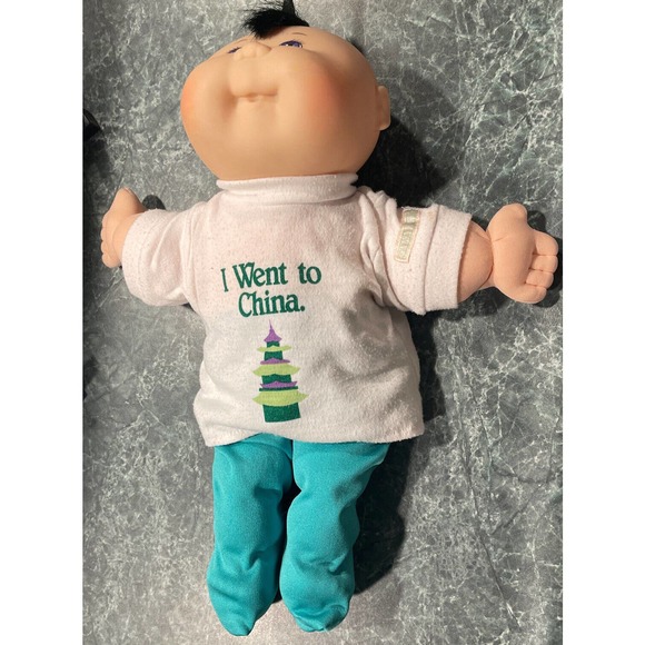 Vintage 1988 Cabbage Patch Doll Black Hair Blue Eyes Mattel First Edition 14" - Picture 7 of 10